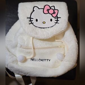 Hello Kitty Fluffy White and Pink Backpack